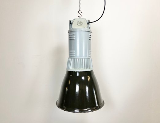 Vintage Industrial Black Enamel Pendant Lamp, 1960s-CGF-796462