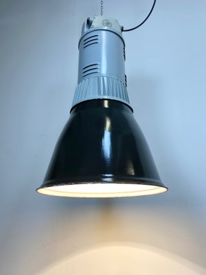 Vintage Industrial Black Enamel Pendant Lamp, 1960s-CGF-796462