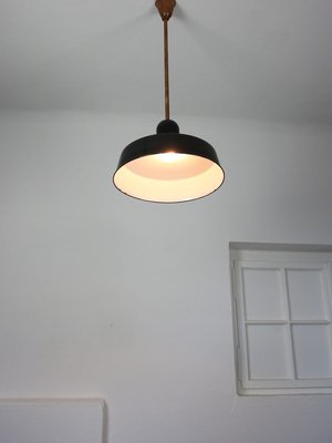 Vintage Industrial Black Enamel Pendant Lamp from Emo, 1960s-HGJ-625680