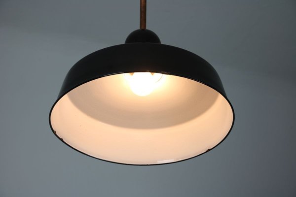 Vintage Industrial Black Enamel Pendant Lamp from Emo, 1960s-HGJ-625680