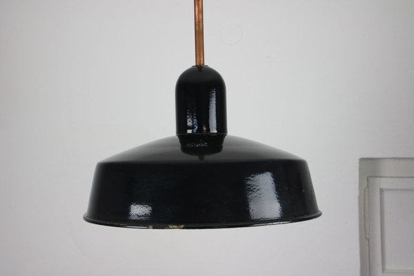 Vintage Industrial Black Enamel Pendant Lamp from Emo, 1960s-HGJ-625680