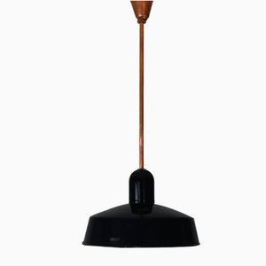 Vintage Industrial Black Enamel Pendant Lamp from Emo, 1960s-HGJ-625680