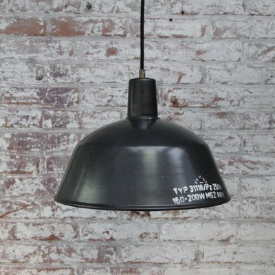 Vintage Industrial Black Enamel Pendant Light-BLS-1020377