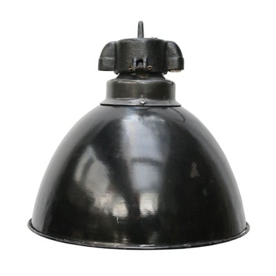 Vintage Industrial Black Enamel Pendant Lights, 1930s-BLS-1077506