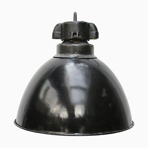 Vintage Industrial Black Enamel Pendant Lights, 1930s-BLS-1077506