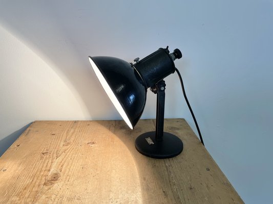 Vintage Industrial Black Enamel Table Lamp, 1950s-CGF-986348