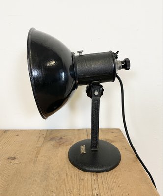 Vintage Industrial Black Enamel Table Lamp, 1950s-CGF-986348