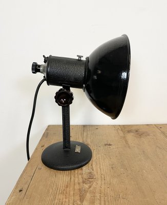 Vintage Industrial Black Enamel Table Lamp, 1950s-CGF-986348