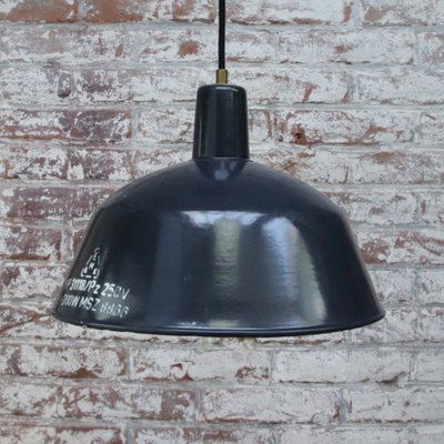 Vintage Industrial Blue Enamel Pendant Light-BLS-1031350