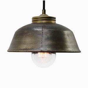 Vintage Industrial Brass Metal and Clear Glass Pendant Light-BLS-1118541