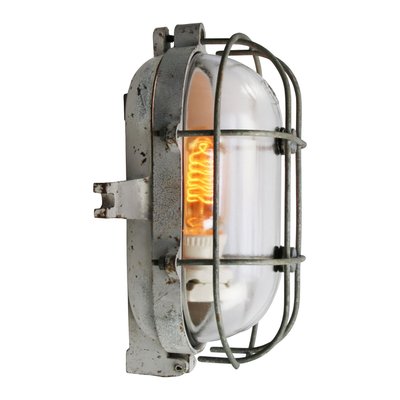 Vintage Industrial Cast Iron and Clear Glass Wall Lamp from Industria Rotterdam-BLS-2027193