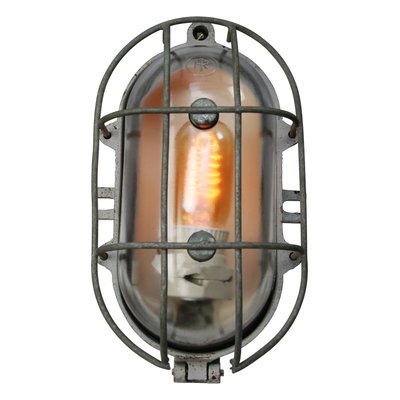 Vintage Industrial Cast Iron and Clear Glass Wall Lamp from Industria Rotterdam-BLS-2027193