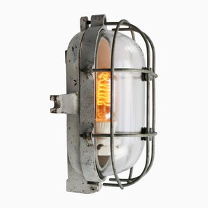 Vintage Industrial Cast Iron and Clear Glass Wall Lamp from Industria Rotterdam-BLS-2027193