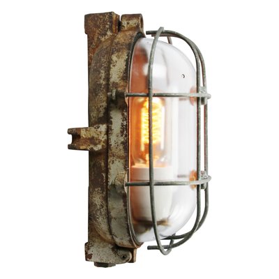 Vintage Industrial Cast Iron and Clear Glass Wall Lamps from Industria Rotterdam-BLS-2027200