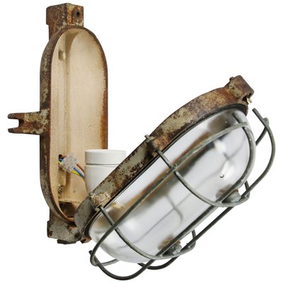 Vintage Industrial Cast Iron and Clear Glass Wall Lamps from Industria Rotterdam-BLS-2027200