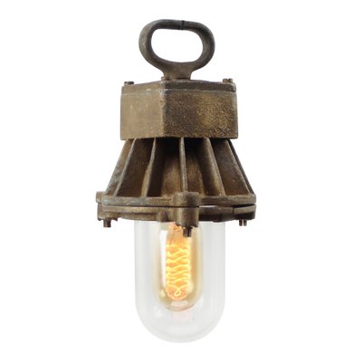 Vintage Industrial Cast Iron Clear Glass Pendant Lamp-BLS-1790029