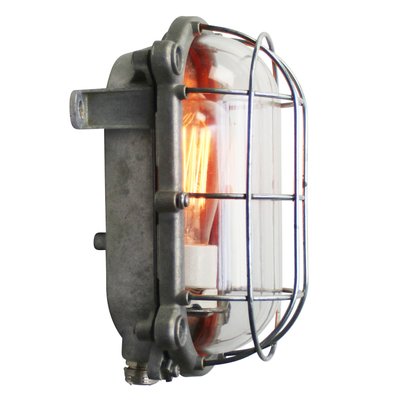 Vintage Industrial Cast Metal and Clear Glass Wall Lamp from Schuch-BLS-2035704