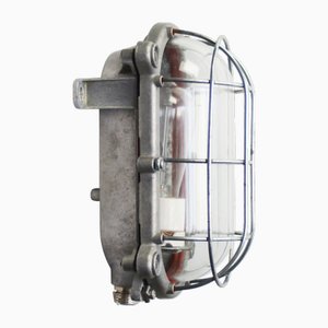 Vintage Industrial Cast Metal and Clear Glass Wall Lamp from Schuch-BLS-2035704