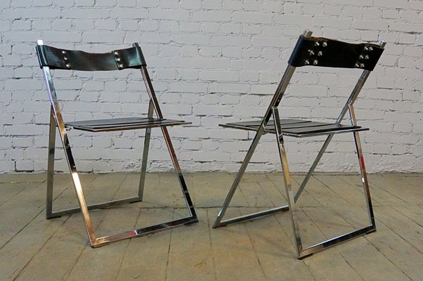 Vintage Industrial Chairs with Leather Belts, Set of 2-QFD-833627