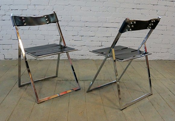 Vintage Industrial Chairs with Leather Belts, Set of 2-QFD-833627