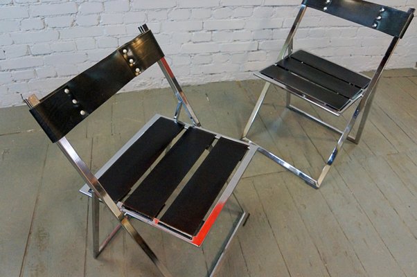 Vintage Industrial Chairs with Leather Belts, Set of 2-QFD-833627