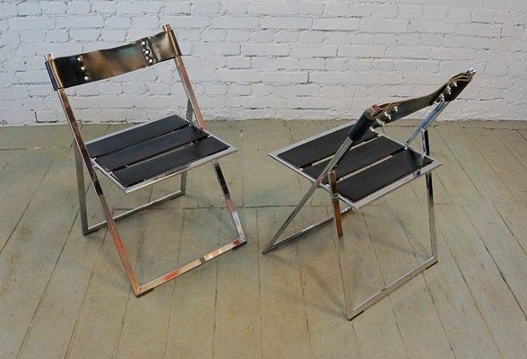 Vintage Industrial Chairs with Leather Belts, Set of 2-QFD-833627