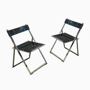 Vintage Industrial Chairs with Leather Belts, Set of 2-QFD-833627