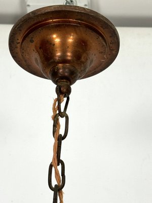 Vintage Industrial Chandelier in Copper and Milk Glass, 1950s-OT-1767880