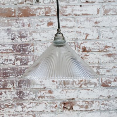 Vintage Industrial Clear Glass Pendant Light from Holophane-BLS-1251481