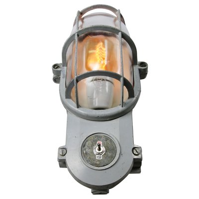 Vintage Industrial Clear Glass Sconce from Industria Rotterdam-BLS-564571