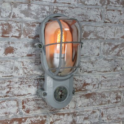 Vintage Industrial Clear Glass Sconce from Industria Rotterdam-BLS-564571