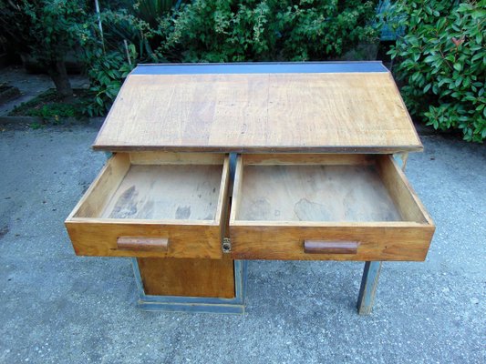 Vintage Industrial Desk in Wood, 1950s-GZF-1419834