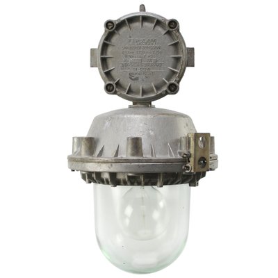 Vintage Industrial Gray Cast Aluminium and Clear Glass Ceiling Light-BLS-1811545