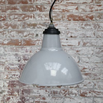 Vintage Industrial Gray Enamel British Pendant Light-BLS-782803