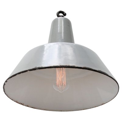 Vintage Industrial Gray Enamel Pendant Lamp from Philips, 1950s-BLS-722245