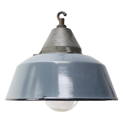 Vintage Industrial Grey Enamel and Cast Iron Pendant Lamp-BLS-2042122