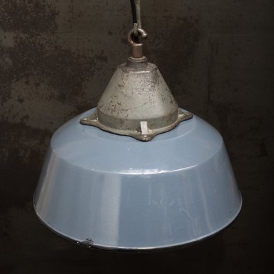 Vintage Industrial Grey Enamel and Cast Iron Pendant Lamp-BLS-2042122