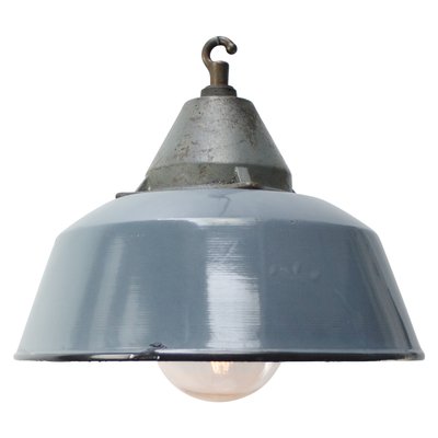 Vintage Industrial Grey Enamel and Cast Iron Pendant Lamp-BLS-2042122