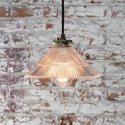 Vintage Industrial Holophane Glass Hanging Light Pendant-BLS-782798