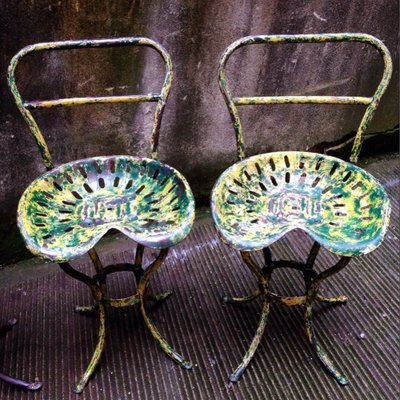 Vintage Industrial Iron Dining Chairs, Set of 4-NA-1240140