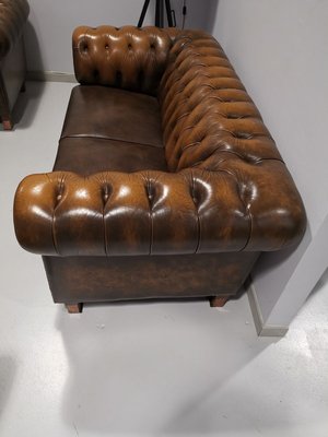 Vintage Industrial Leather Chesterfield Sofa, 1960s-NA-899659