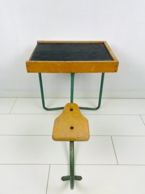 Vintage Industrial Metal and Wood Children's Desk-WQJ-844683