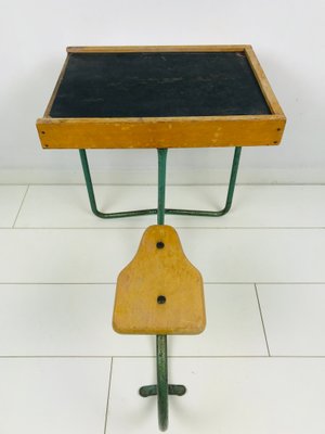 Vintage Industrial Metal and Wood Children's Desk-WQJ-844683