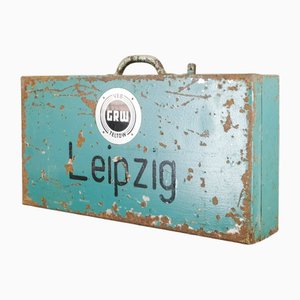 Vintage Industrial Metal Leipzig Trunk from Veb GRW Teltow, 1950s-YGX-2021173