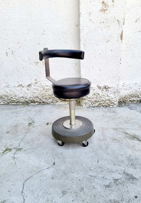 Vintage Industrial Metal Stool, Italy, 1970s-PUG-997622