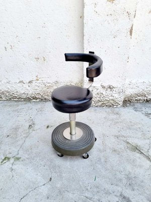 Vintage Industrial Metal Stool, Italy, 1970s-PUG-997622