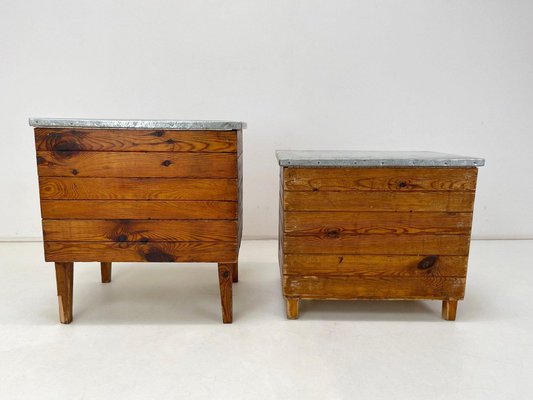 Vintage Industrial Nightstands, 1950s, Set of 2-TZ-1364720