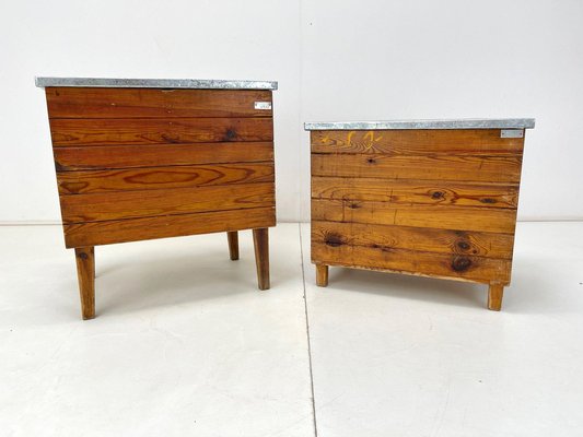 Vintage Industrial Nightstands, 1950s, Set of 2-TZ-1364720