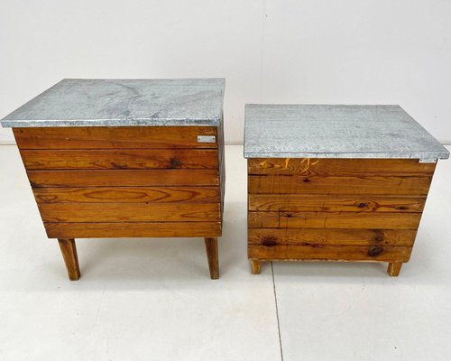 Vintage Industrial Nightstands, 1950s, Set of 2-TZ-1364720