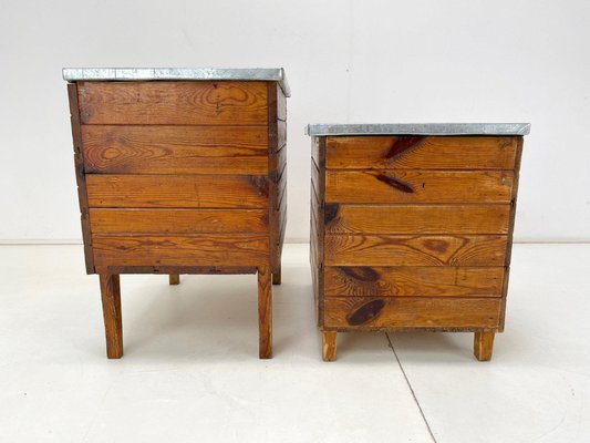 Vintage Industrial Nightstands, 1950s, Set of 2-TZ-1364720